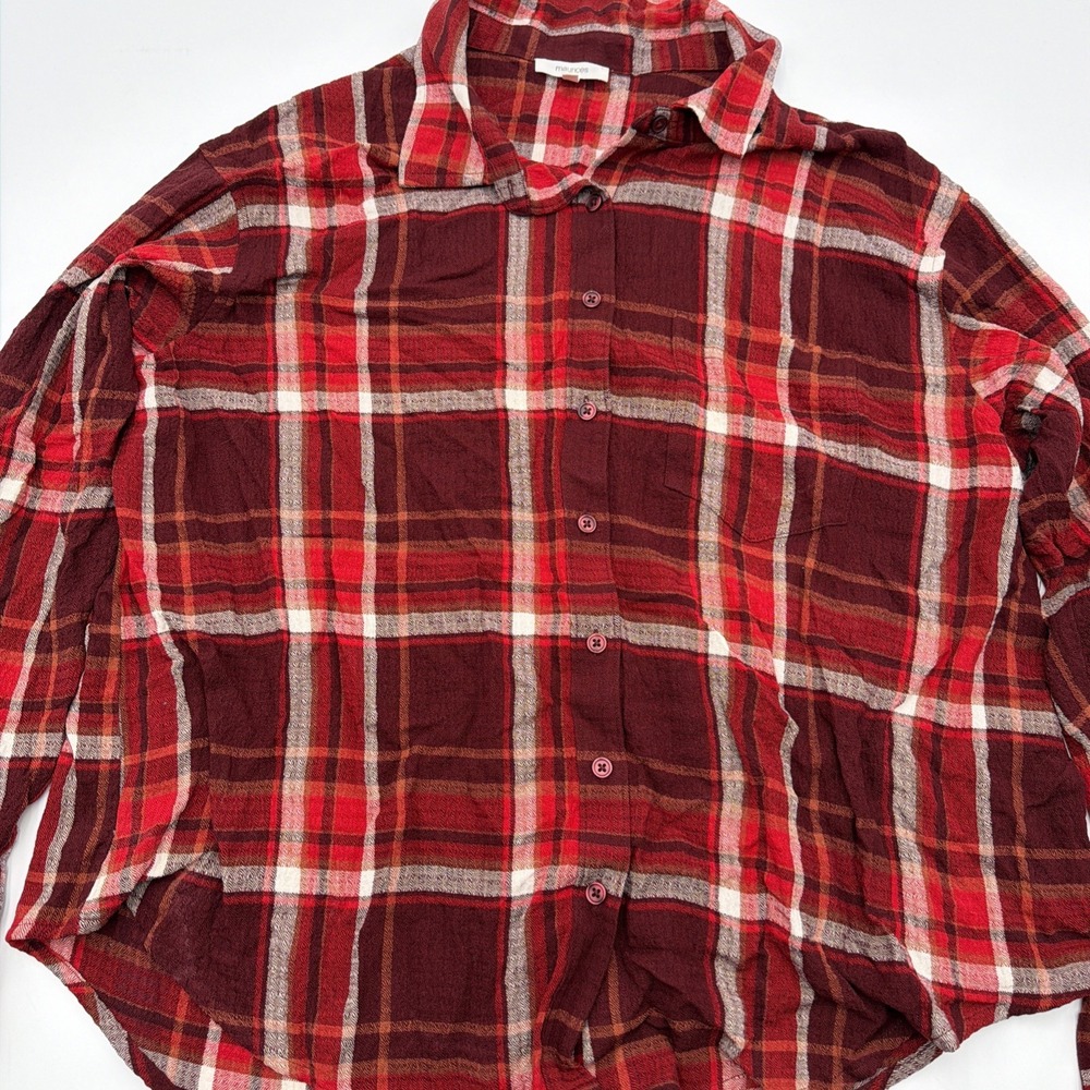 Maurices Womens Plaid Flannel Soft Size Large Perfect Fall Plaid Button Up Cozy